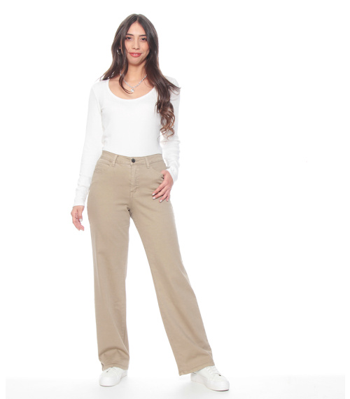PANTALON RECTO TIRO ALTO PRETINA BASICA 1 BOTON