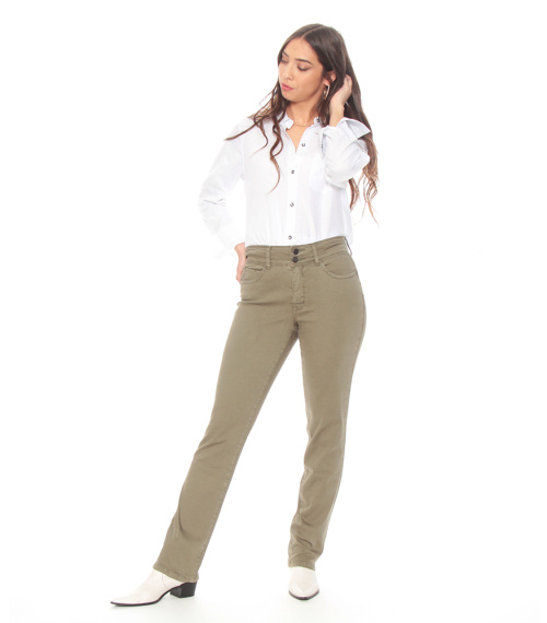 PANTALON RECTO TIRO ALTO PRETINA 2 BOTONES PUSH UP