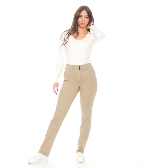 PANTALON RECTO TIRO ALTO PRETINA 2 BOTONES PUSH UP
