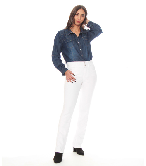 PANTALON RECTO TIRO ALTO PRETINA 2 BOTONES PUSH UP
