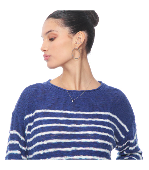 SWEATER MANGA LARGA LISTADO ESCOTE REDONDO