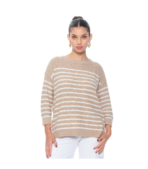 SWEATER MANGA LARGA LISTADO ESCOTE REDONDO