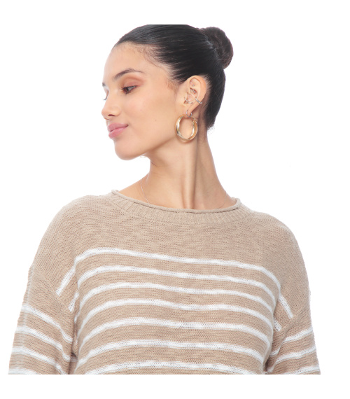 SWEATER MANGA LARGA LISTADO ESCOTE REDONDO