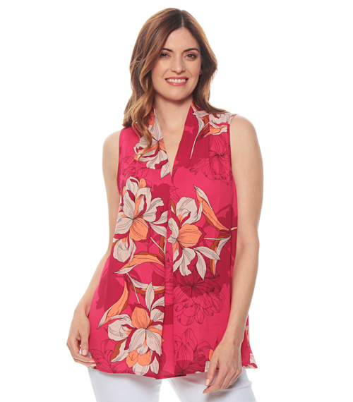 BLUSA SIN MANGA ESTAMADA ESCOTE V DETALLE DELANTERO