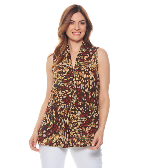 BLUSA SIN MANGA ESTAMADA ESCOTE V DETALLE DELANTERO