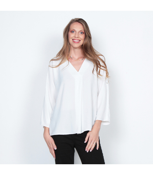 BLUSA MANGA 3/4 SOLIDO ESCOTE V