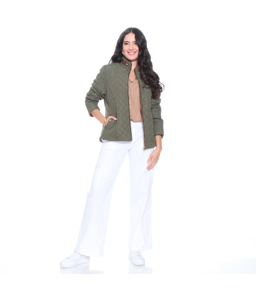 PARKA MANGA LARGA CUELLO MAO CON BOLSILLO OJAL Y RIB EN COSTADO