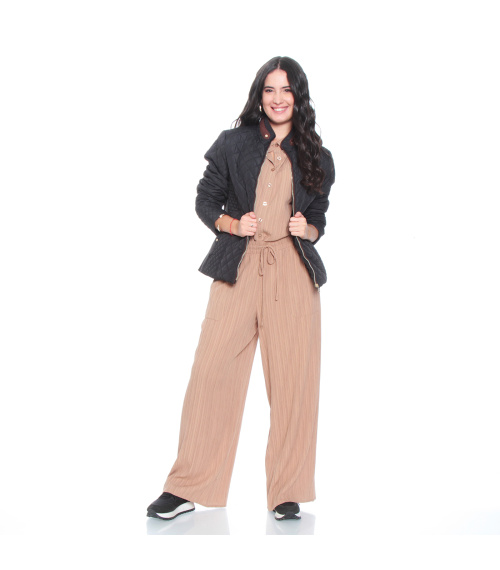 PARKA MANGA LARGA CUELLO MAO CON BOLSILLO OJAL Y RIB EN COSTADO