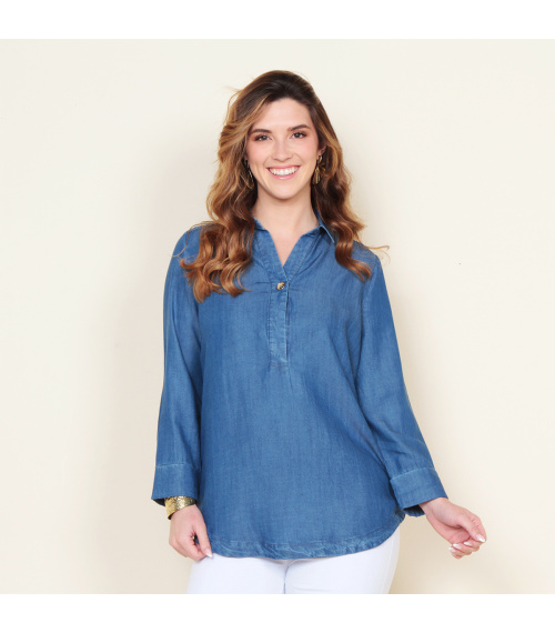 BLUSA MANGA LARGA LYOCELL ESCOTE V
