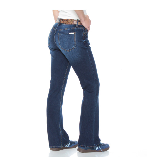 JEANS RECTO TIRO MEDIO PRETINA 1 BOTON CON CINTURON Y BOLSILLO