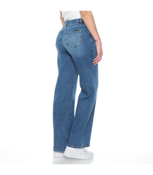 JEANS WIDE LEG TIRO MEDIO PRETINA BASICA 1 BOTON