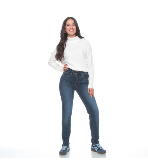 JEANS PITILLO TIRO ALTO PRETINA BASICA 1 BOTON