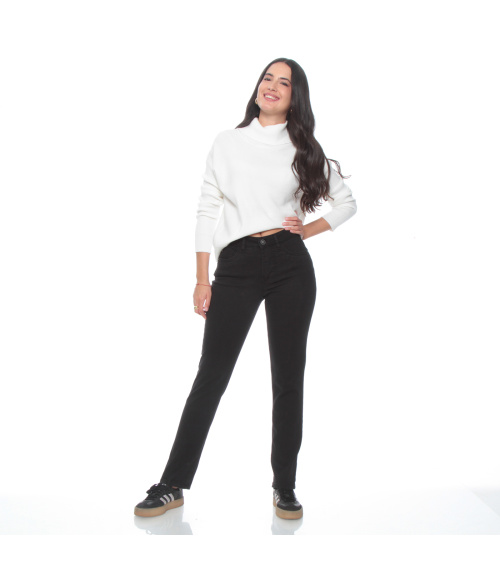 JEANS SLIM TIRO ALTO PRETINA BASICA 1 BOTON
