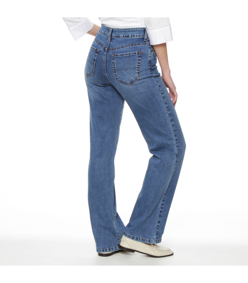 JEANS RECTO TIRO ALTO PRETINA BASICA 1 BOTON