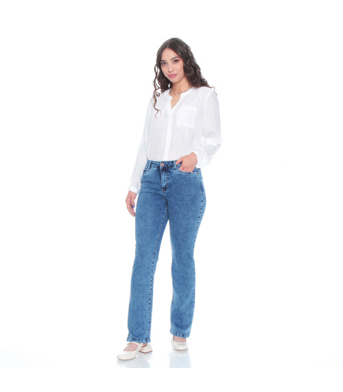 JEANS RECTO TIRO ALTO PRETINA BASICA 1 BOTON