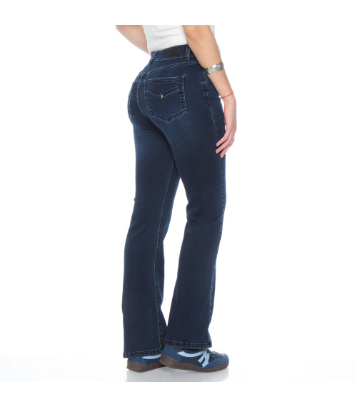 JEANS RECTO TIRO ALTO TAPETAS FALSAS PRETINA 1 BOTON