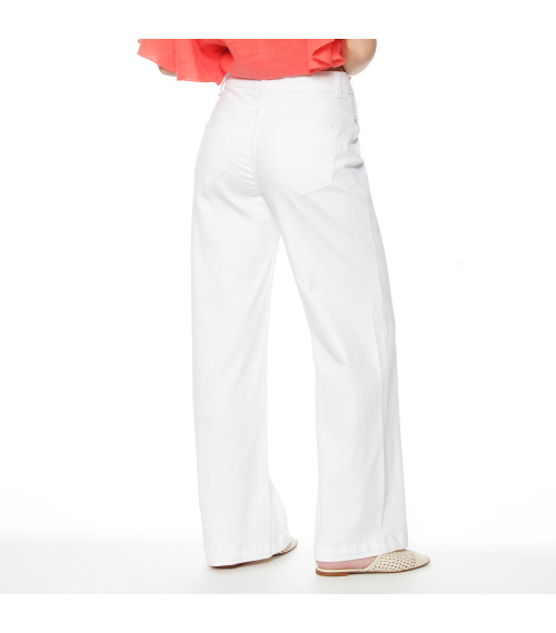 JEANS WIDE LEG TIRO ALTO PRETINA BASICA 1 BOTON