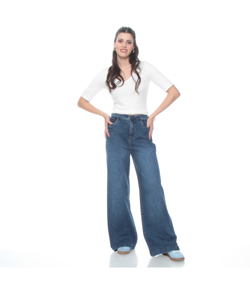 JOGGER WIDE LEG TIRO ALTO PRETINA ELASTICADA 1 BOTON