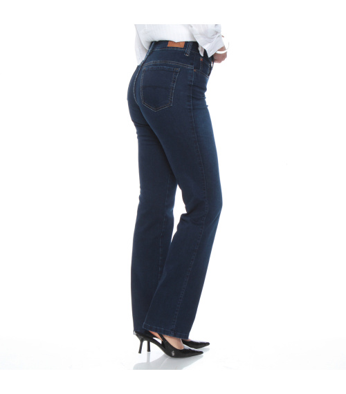 JEANS RECTO TIRO ALTO PUSH IN PUSH UP PRETINA 1 BOTON