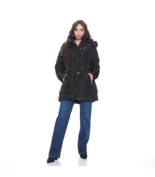 PARKA LARGA MANGA LARGA CON CAPUCHA  SOLIDO