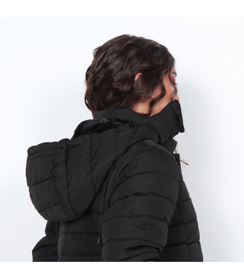 PARKA LARGA MANGA LARGA CON CAPUCHA SOLIDA