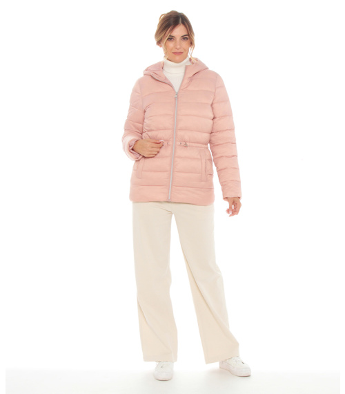 PARKA MANGA LARGA SOLIDO CON CAPUCHA Y ELASTICO AJUSTABLE EN CINTURA