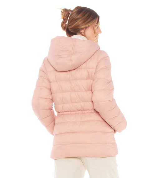 PARKA MANGA LARGA SOLIDO CON CAPUCHA Y ELASTICO AJUSTABLE EN CINTURA