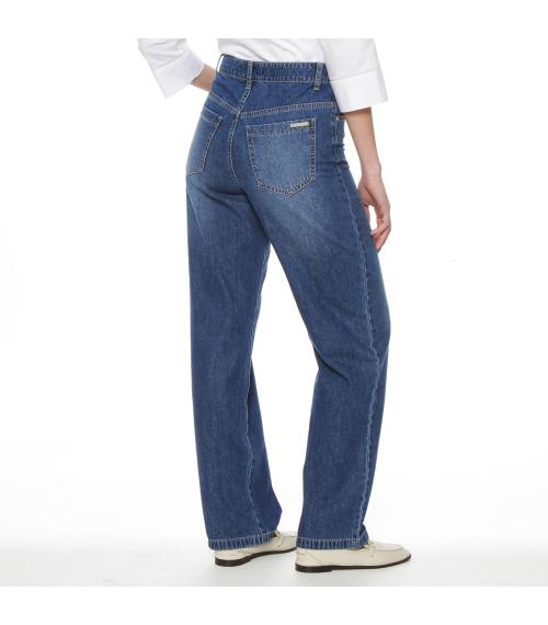 JEANS RECTO TIRO ALTO PRETINA BASICA UN BOTON