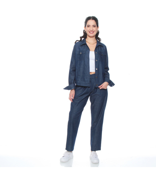 CHAQUETA MANGA LARGA LYOCELL CON BOLSILLO EN DELANTERO