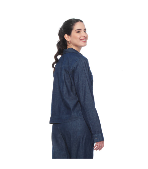 CHAQUETA MANGA LARGA LYOCELL CON BOLSILLO EN DELANTERO