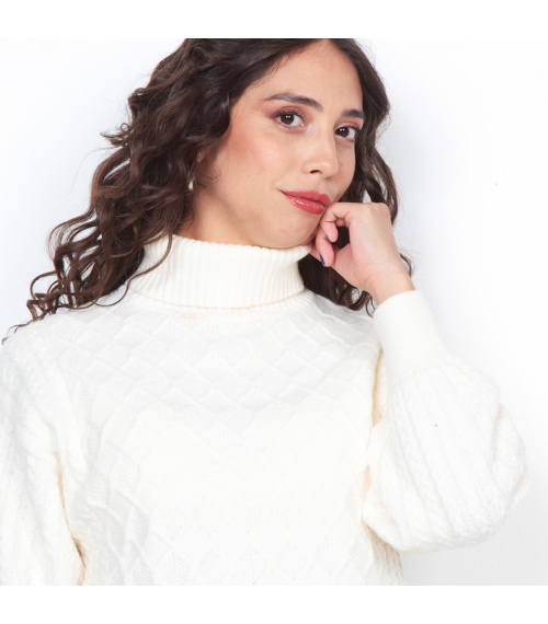 SWEATER MANGA LARGA SOLIDO CUELLO ALTO