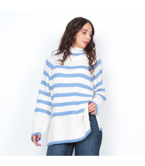 SWEATER LISTADO MANGA LARGA CUELLO ALTO
