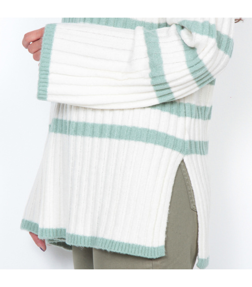 SWEATER LISTADO MANGA LARGA CUELLO ALTO