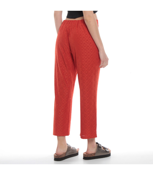 PANTALON CROP CON TELA DE FANTASIA  CINTURA ELASTICADA