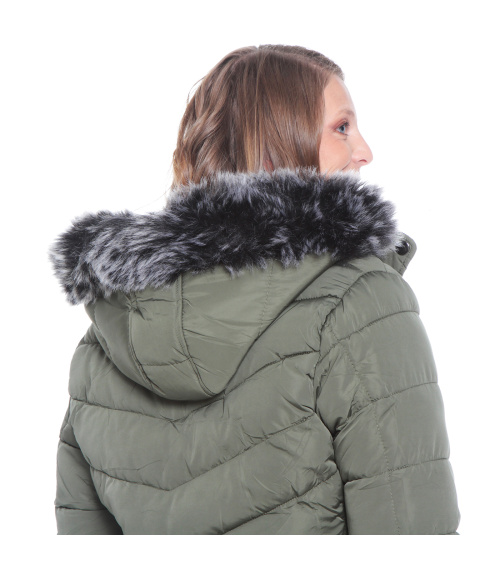 PARKA MANGA LARGA CON CAPUCHA Y PUÑO EN COSTADO