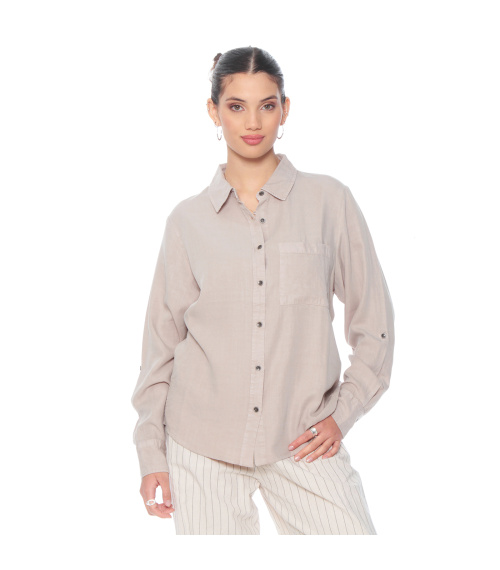 BLUSA MANGA LARGA LINO LYOCELL ABOTONADA EN DELANTERO