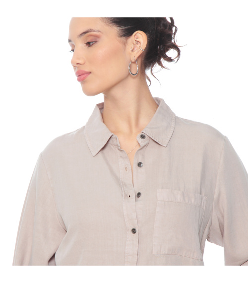 BLUSA MANGA LARGA LINO LYOCELL ABOTONADA EN DELANTERO