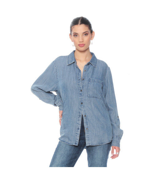BLUSA MANGA LARGA LINO LYOCELL ABOTONADA EN DELANTERO