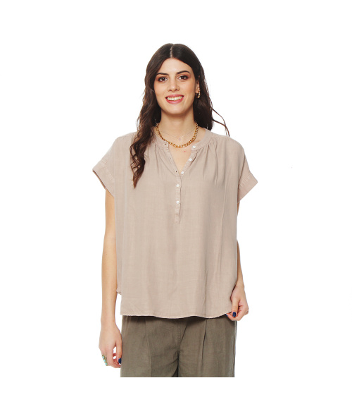 BLUSA MANGA CORTA LYOCELL ABOTONADA EN DELANTERO