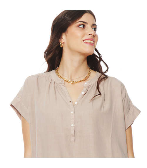 BLUSA MANGA CORTA LYOCELL ABOTONADA EN DELANTERO