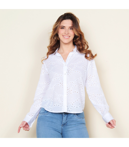BLUSA ABOTONADA MANGA LARGA SCHIFFLI