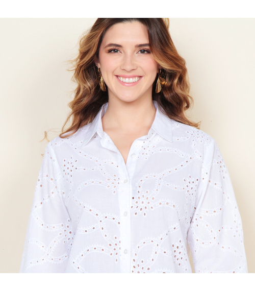 BLUSA ABOTONADA MANGA LARGA SCHIFFLI