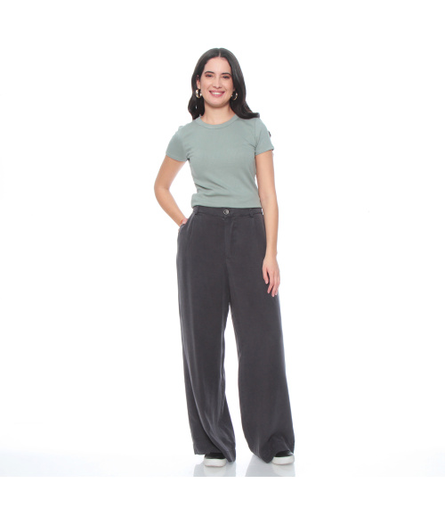 PANTALON WIDE LEG LYOCELL TIRO ALTO PRETINA ELASTICADA