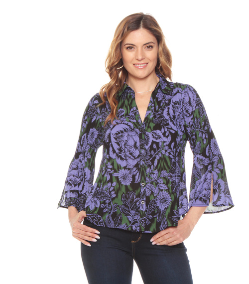 BLUSA PLISADA MANGA 3/4 ESTAMPADA