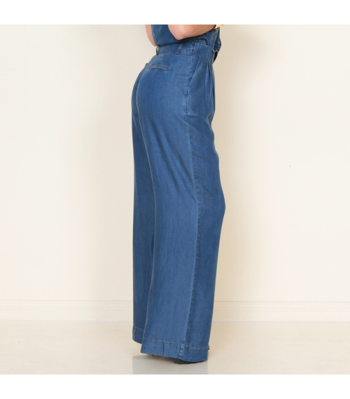 PANTALON TIRO ALTO TENCEL CON PINZAS