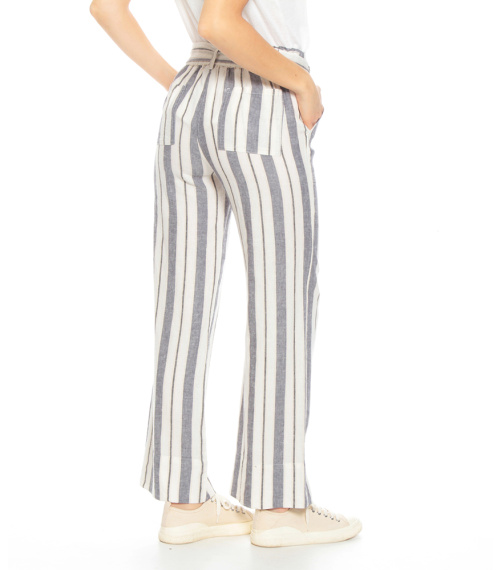 PANTALON LISTADO BOTONES DELANTERO LAZO EN CINTURA AJUSTABLE