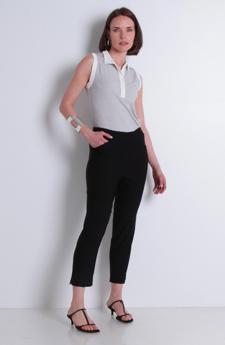 Pantalon Crop Tiro Alto Pretina Media Elasticada