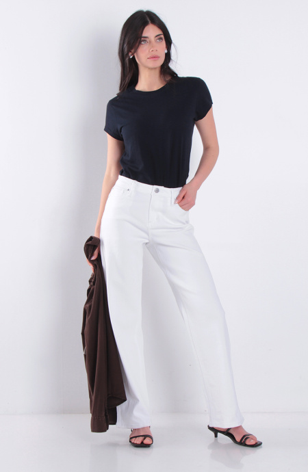 Jeans Recto Tiro Medio Pretina Basica 1 Boton