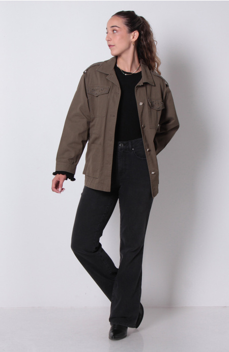 JEANS RECTO TIRO ALTO PRETINA BASICA 1 BOTON