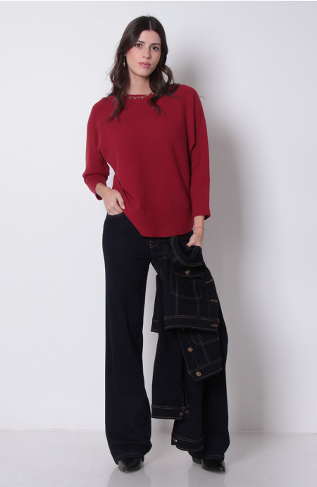 SWEATER MANGA 3/4 ESCOTE REDONDO